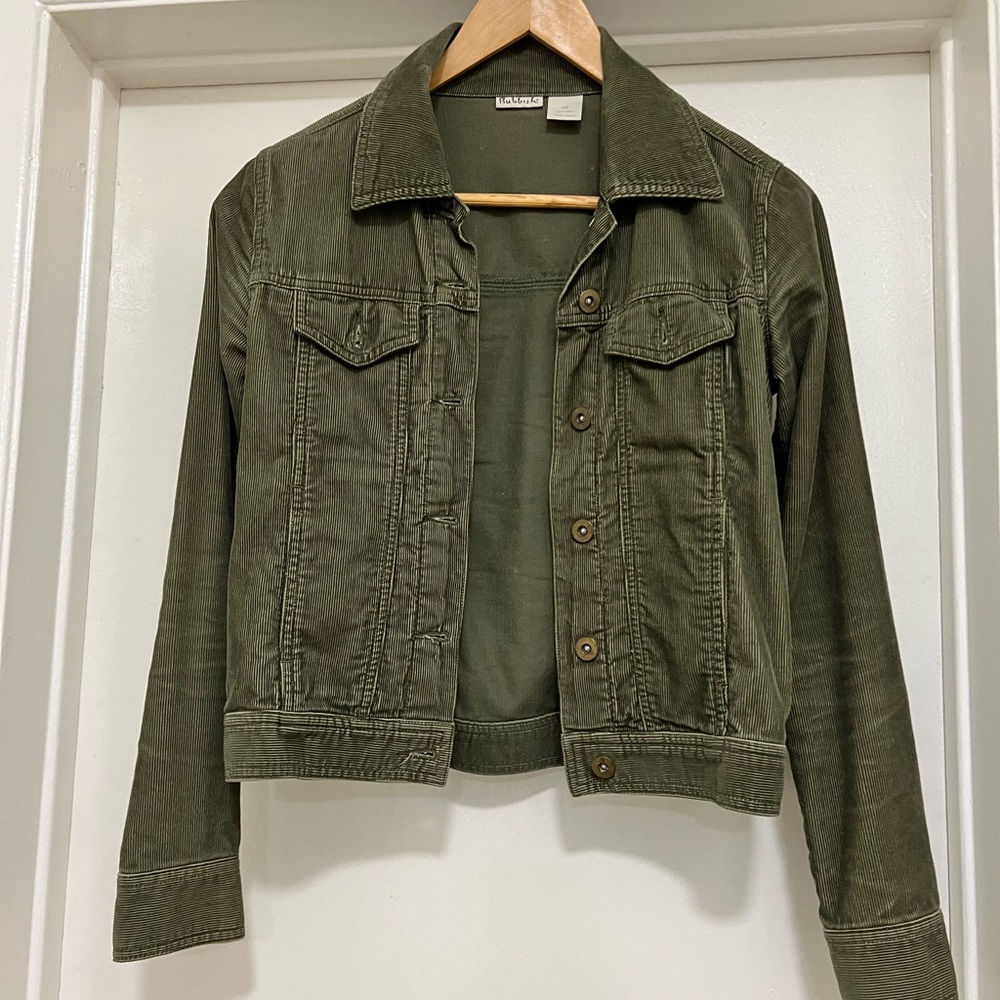 Vintage Olive Green Cotton Corduroy Cropped Jacket XS